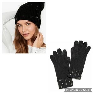 Victoria Secret Winter Gloves and Hat with Lux gems.